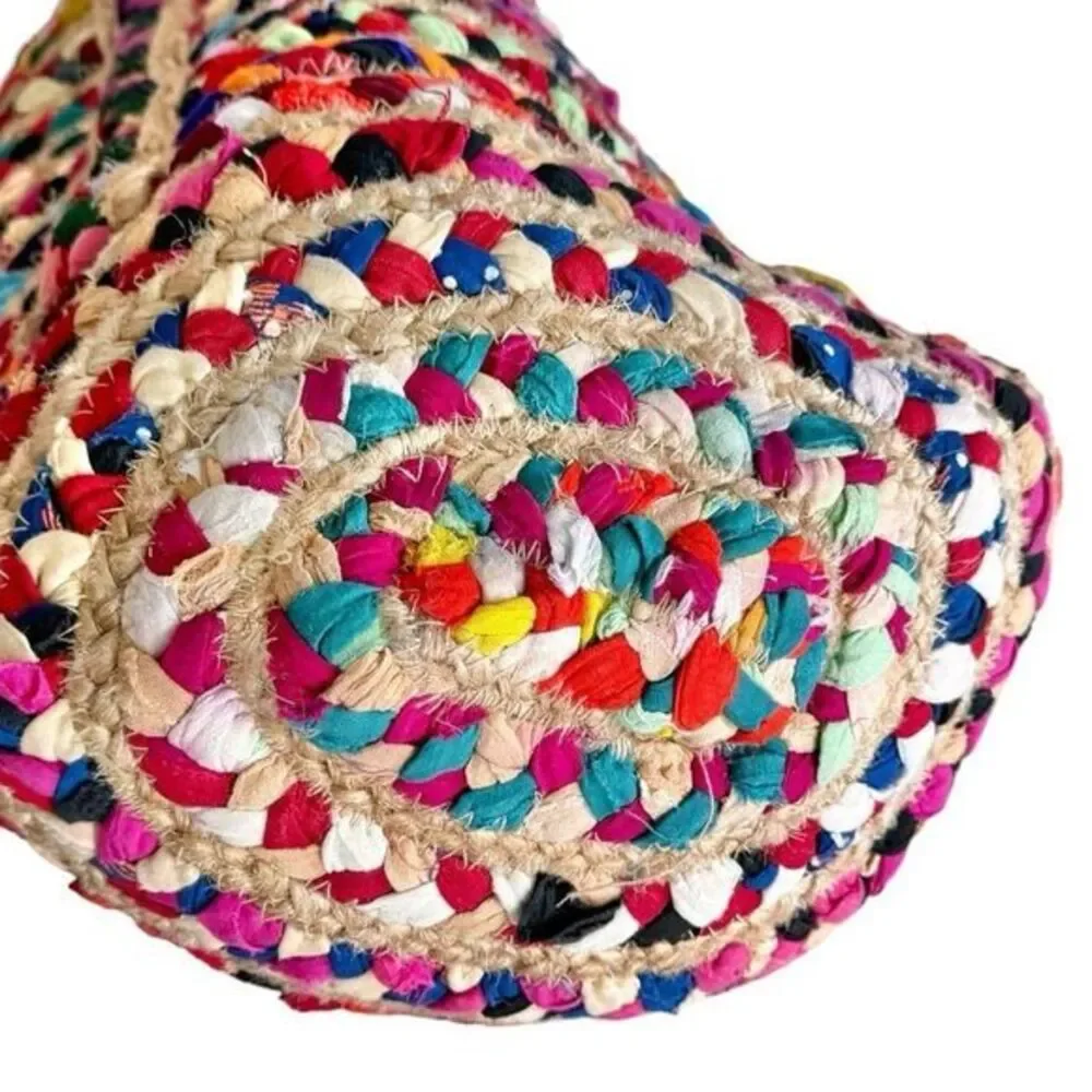 Jute & Cotton Colorful Multicolored Tote Shoulder Bag. - Picture 4 of 6